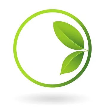 Green leafs logo in a circle. illustration. Stock Illustration