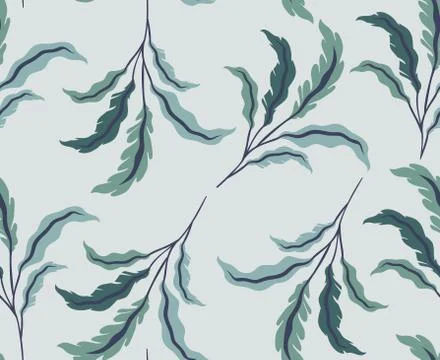 Green leafs natural pattern background Stock Illustration
