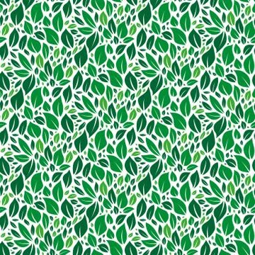 Green leafs. Seamless pattern. Vector illustration. Flat. Stock Illustration