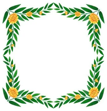 A green leafy border with flowers Stock Illustration