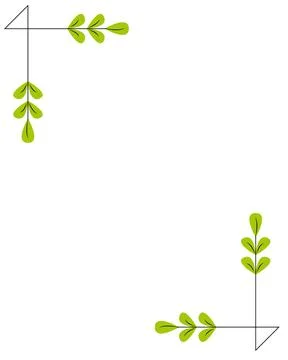 Green leafy branches frame clean white space. 库存插图