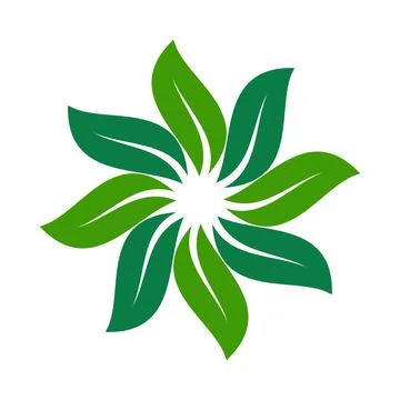 Green Leafy Flower Design with Stylized Nature Elements and Organic Shape Ilustración de archivo