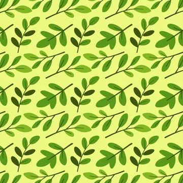 Green leafy seamless pattern on light background イラスト素材