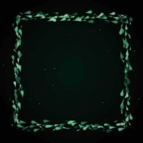 Green Leafy Square Frame Border with Sparkles on Dark Background - Motion G.. Stock Footage 346283715