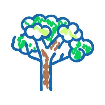 Green leafy tree drawing icon concept Stock Illustration