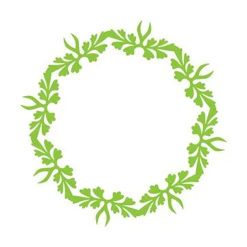 Green leafy wreath on white background Stock Illustration