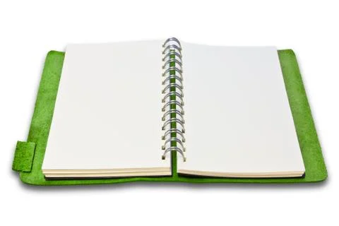Green leather case notebook isolated Stock Photos