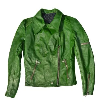 Green leather jacket Stock Photos