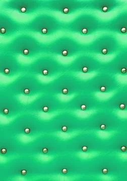 Green leather pattern with knobs,texture for background Stock Photos