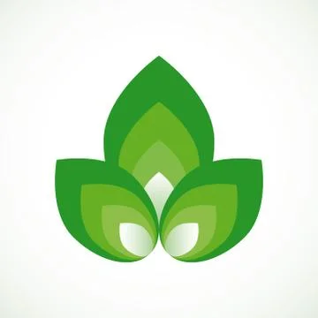 Green leaves abstract vector logo design Stock Illustration