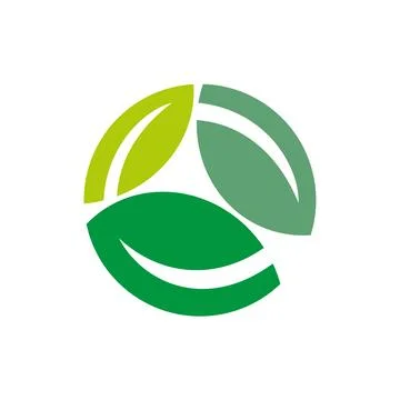 Green Leaves in Circle Shape Logo Template Stock Illustration