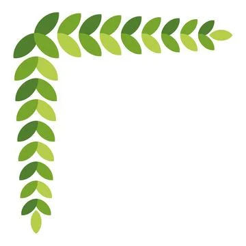 Green leaves decorating corner border on white background Stock Illustration