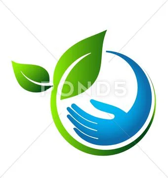 Green leaves eco hand Stock Illustration