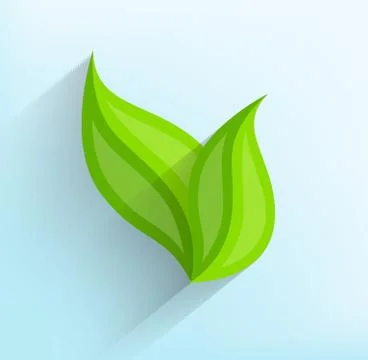 Green leaves in flat style Stock Illustration
