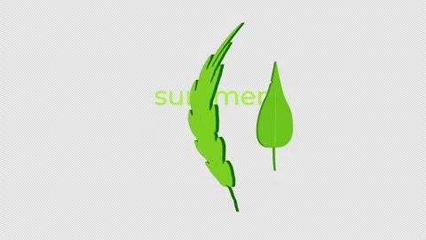 Green leaves floating around text SUMMER on transparent background. Summertime Stock Footage 280046519
