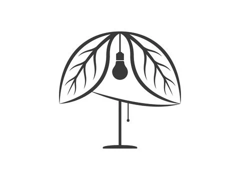 Green Leaves Forming a Table Lamp Shade Design Stock Illustration