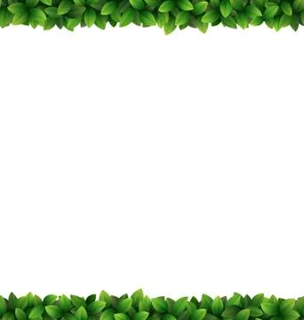 Green leaves frame isolated on white Stock Illustration