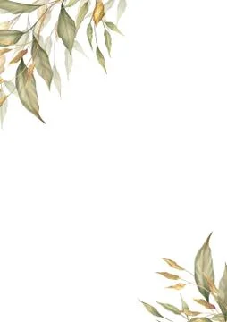 Green leaves frame or border, for wedding stationary, greetings, background. Stock Illustration