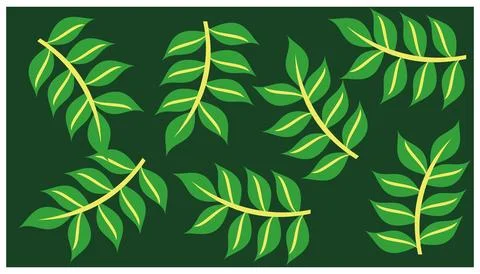 Green leaves on a green background, vector illustration, eps10. Stock Illustration