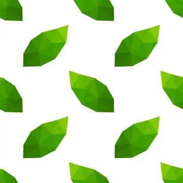 Green leaves low poly pattern. Vector illustration Stock Illustration