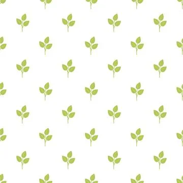 Green leaves nature pattern repeating on white background 库存插图