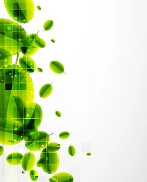 Green leaves pattern background. Ecology modern abstract template Stock Illustration