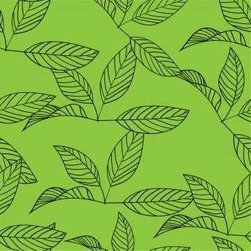 Green leaves pattern. Seamless vector. Illustrazione stock