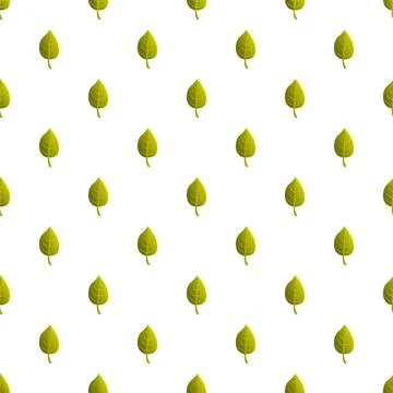 Green leaves repeating pattern on white background Stock Illustration
