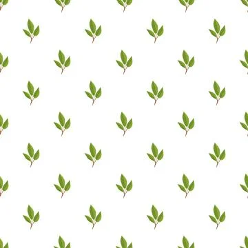 Green leaves repeating seamless pattern on white background Stock Illustration
