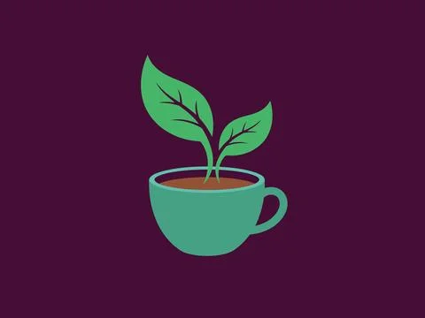 Green leaves replacing tea cup steam Stock Illustration