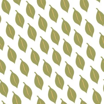Green leaves seamless pattern in doodle style Stock Illustration