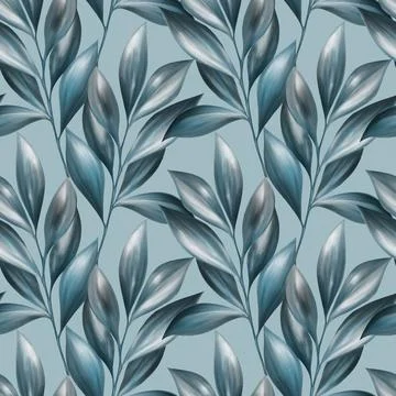 Green leaves seamless pattern. Floral background Illustrazione stock