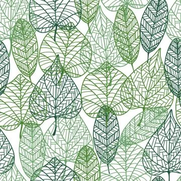 Green leaves seamless pattern Stock Illustration