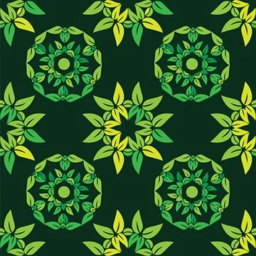 Green leaves seamless pattern Stock Illustration