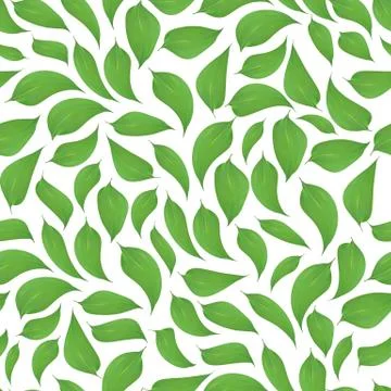 Green leaves seamless pattern Stock Illustration