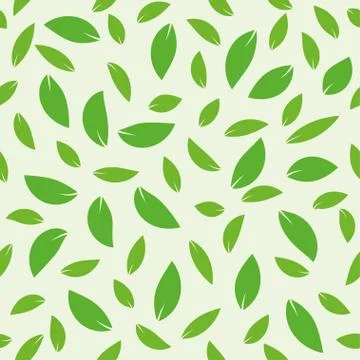 Green leaves seamless pattern. Stock Illustration