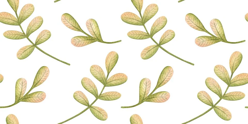 Green leaves seamless pattern isolated Stock Illustration