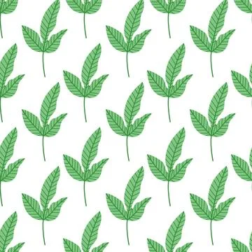 Green leaves seamless pattern, minimalist botanical foliage background for 스톡 일러스트