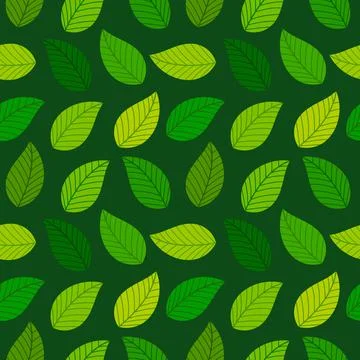 Green leaves seamless pattern. Vector illustration. Stock Illustration