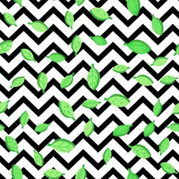 Green leaves seamless vector pattern Stock Illustration