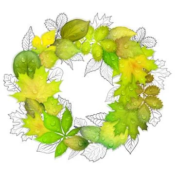 Green leaves vector background Stock Illustration