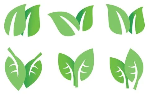 Green Leaves Vector Icon Set Illustrazione stock