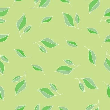 Green leaves vector seamless pattern. Stock Illustration