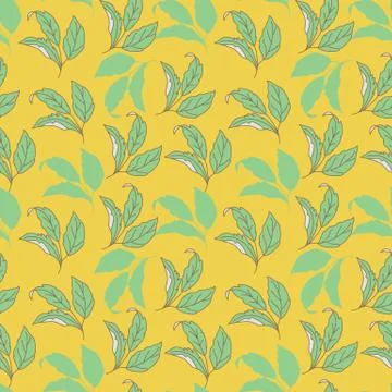 Green leaves vector seamless pattern Stock Illustration