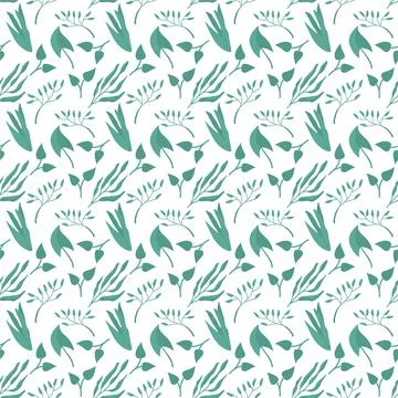 Green leavesl seamless pattern. Background with garden plants. Cute illustrat Stock Illustration