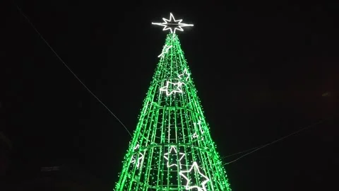 Green led christmas tree lights flashing Stock Footage 340827525