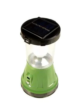 Green LED flashlight with a handle on the isolated background Stock Photos