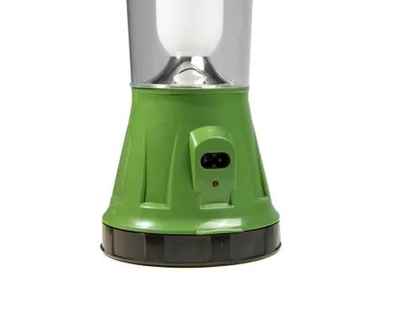 Green LED flashlight with a handle on the isolated background Foto stock