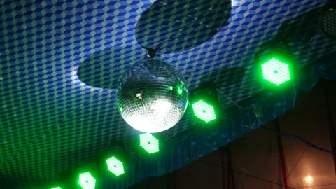 Green LED Hex Disco Ball Ceiling 스톡 동영상 328523313