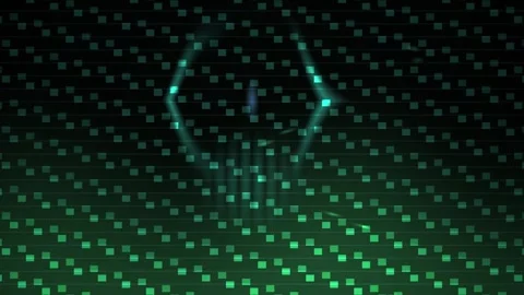 Green LED lights forming a dog shape on a dark background with a white border Stock Footage 336244365